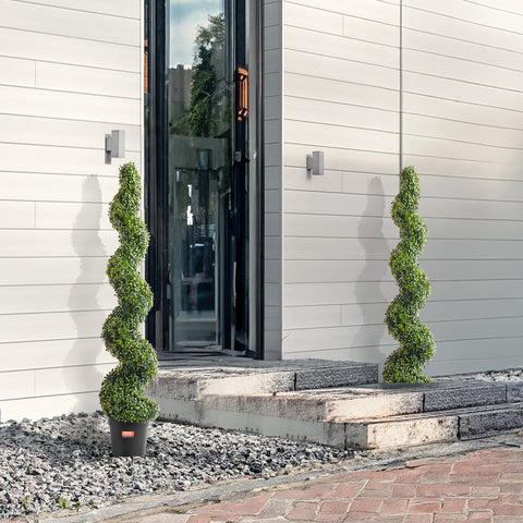 2 Pack 152.4cm Artificial Boxwood Topiary Tree Faux Plant UV Decor In/Outdoor