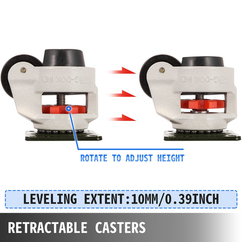 4 Pack Leveling Casters GD-60F Plate Mounted Footmaster Leveling Caster 551kg per Leveling Caster Wheels Nylon Wheel and NBR Pad(GD-60F)
