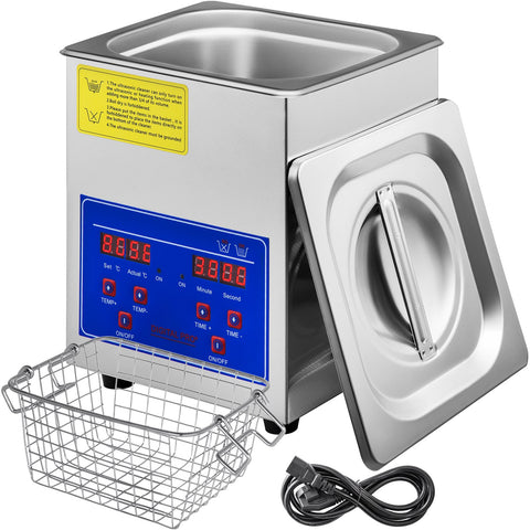 VEVOR Ultrasonic Cleaner 2L Jewelry Cleaning with Digital Timer Ultrasonic Cleaning Machine for Jewellery Rings Watches Eyeglasses Dentures Coins Metal Parts Commercial and Home Use