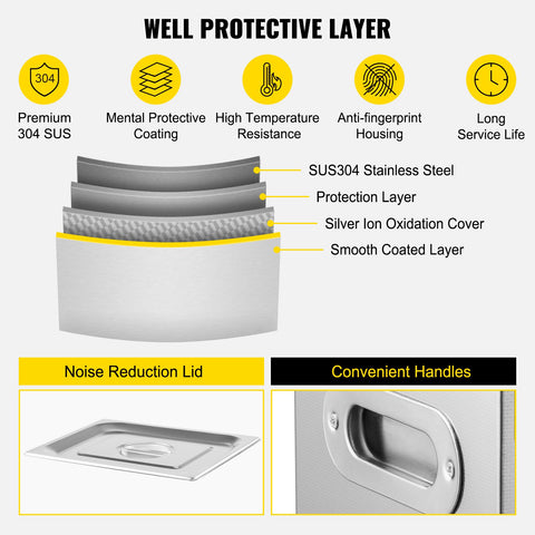 Vevor Powerful Stainless Steel 13.5-15 L Liters Ultrasonic Cleaner 360W Digital Heater Timer