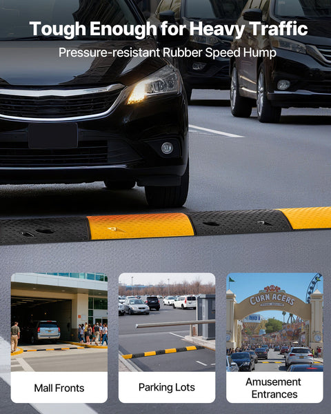 1000MM Rubber Speed Bump, 2 Pack, 2 Channel Heavy Duty Traffic Speed Hump, 9,979 kg/Axle Load Capacity, Cable Protector Ramp with Expansion Screws, for Asphalt Concrete Gravel Driveway and Road