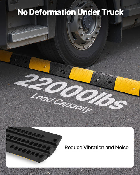 1000MM Rubber Speed Bump, 2 Pack, 2 Channel Heavy Duty Traffic Speed Hump, 9,979 kg/Axle Load Capacity, Cable Protector Ramp with Expansion Screws, for Asphalt Concrete Gravel Driveway and Road