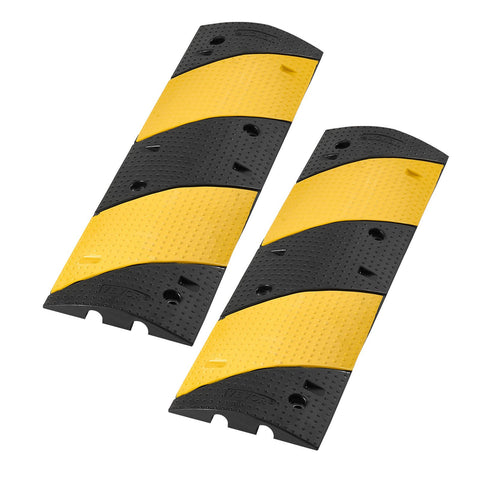 1000MM Rubber Speed Bump, 2 Pack, 2 Channel Heavy Duty Traffic Speed Hump, 9,979 kg/Axle Load Capacity, Cable Protector Ramp with Expansion Screws, for Asphalt Concrete Gravel Driveway and Road