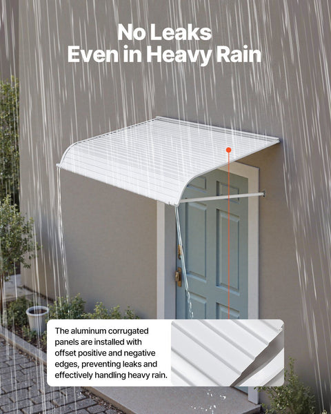 Aluminum Awning 1219 × 1066 mm, Durable Window Awning Door Canopy, Lightweight and Stable Aluminum Exterior Awnings Rain Snow Sunlight Protection for Door Entrance Windows Patio Porch