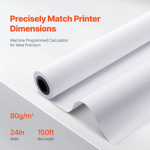 Wide Format Paper, 609.6 mm x 45.7 m Plotter Paper, 4 Rolls CAD Bond Rolls with 50.8 mm Core, 10 KG Plotter Paper Rolls, for CAD Drawings, Engineering Plans, GIS Maps & Architectural Designs