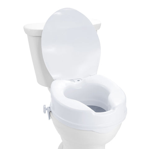 VEVOR Raised Toilet Seat, 100 mm Height Raised, 136 kg Weight Capacity, Universal Toilet Seat Riser, Screw Rod Locking, with Toilet Seat, for Elderly, Handicap, Patient, Pregnant, Medical