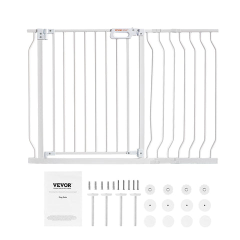 Baby Gate, 749-1229 mm Extra Wide, 762 mm High, Dog Gate for Stairs Doorways and House, Easy Step Walk Thru Auto Close Child Gate Pet Security Gate with Pressure Mount and Wall Mount Kit, White