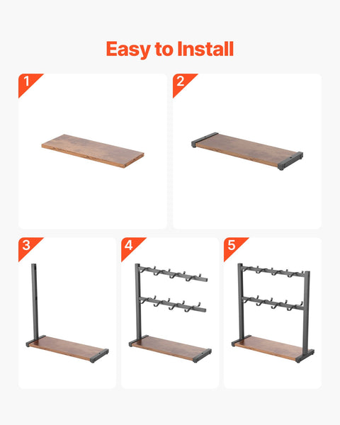 VEVOR Coffee Mug Holder for Countertop 16 Hooks Cup Rack with Wood Storage Base