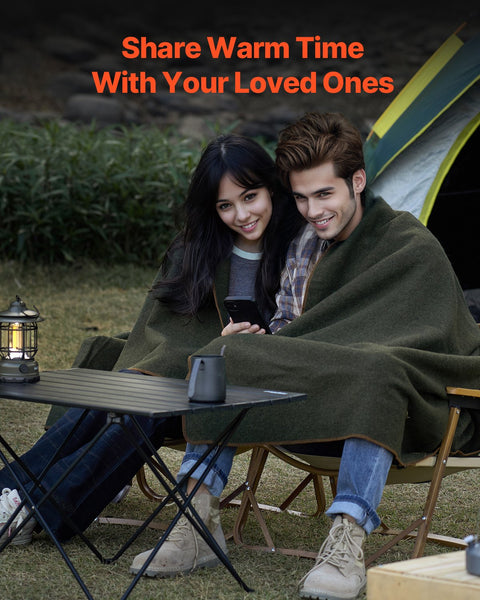 Wool Camping Blanket, Large Warm Stadium Blanket, Waterproof & Windproof, Flame Retardant, Great for Outdoors, Picnics, Hiking, Sports Events, Travel, 1.62 m x 2.23 m (80% Wool), Army Green