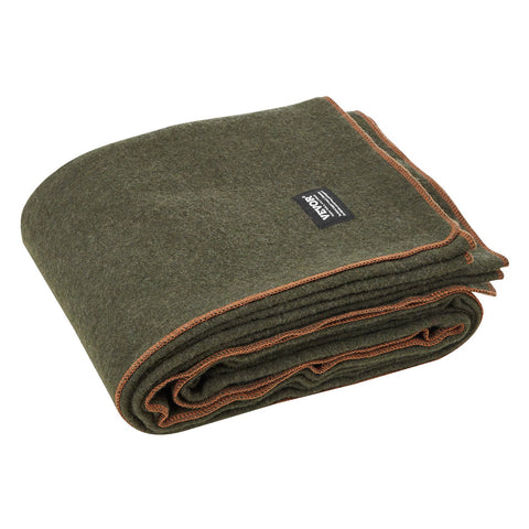Wool Camping Blanket, Large Warm Stadium Blanket, Waterproof & Windproof, Flame Retardant, Great for Outdoors, Picnics, Hiking, Sports Events, Travel, 1.62 m x 2.23 m (80% Wool), Army Green