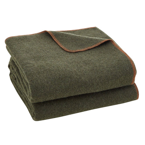 Wool Camping Blanket, Large Warm Stadium Blanket, Waterproof & Windproof, Flame Retardant, Great for Outdoors, Picnics, Hiking, Sports Events, Travel, 1.62 m x 2.23 m (80% Wool), Army Green