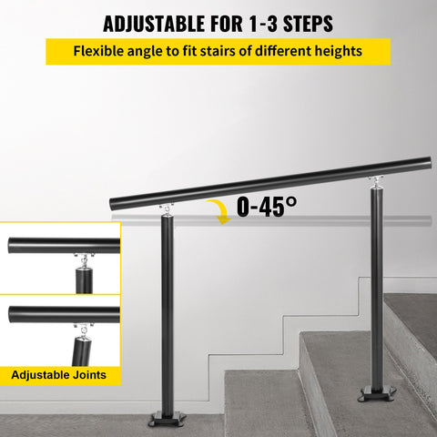 Handrail Outdoor Stairs, 3ft, 34 Inch Outdoor Handrail, Outdoor Stair Railing Adjustable from 0 to 60 Degrees Handrail for Stairs Outdoor Black Aluminum Stair Railing for Garden, Office Area