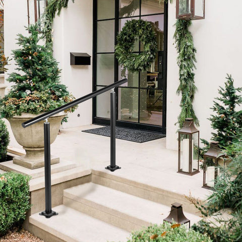 Handrail Outdoor Stairs, 3ft, 34 Inch Outdoor Handrail, Outdoor Stair Railing Adjustable from 0 to 60 Degrees Handrail for Stairs Outdoor Black Aluminum Stair Railing for Garden, Office Area