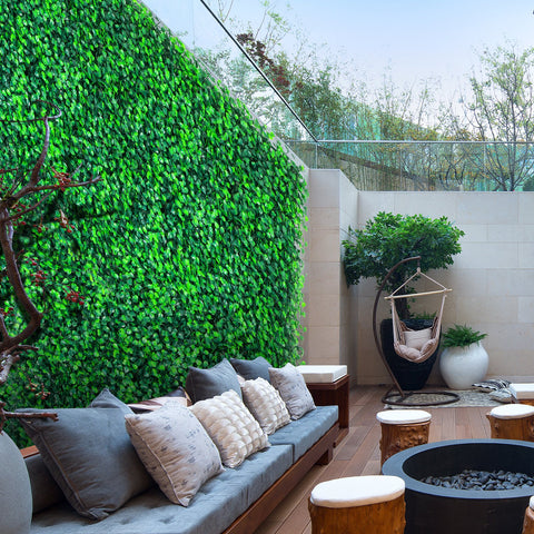 Artificial Boxwood Panels, 20 PCS 20\"x20\" Boxwood Hedge Wall Panels, PE Artificial Grass Backdrop Wall 1.6\", Privacy Hedge Screen for Decoration of Outdoor, Indoor, Garden, Fence, and Backyar