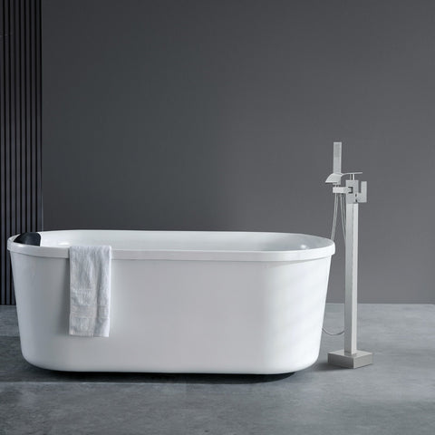 VEVOR Freestanding Bathtub Faucet, Floor Mount, Freestanding Tub Filler, Shower Mixer Taps, Two Water Modes, Swivel Spout, for Bathing & Showering Pet Bathing Cleaning Drains Toilet Flushing