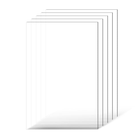 PET/Plexiglass Sheets, 5-Pack Plastic Sheet, 610 x 914 mm 1 mm Thick Transparent Clear Flexible Plastic Panels for Craft, Replacement Picture Frame Glass, DIY Display Project, Easy to Cut