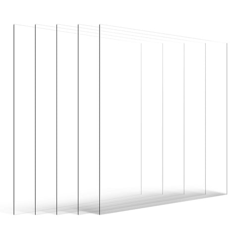 PET/Plexiglass Sheets, 5-Pack Plastic Sheet, 610 x 914 mm 1 mm Thick Transparent Clear Flexible Plastic Panels for Craft, Replacement Picture Frame Glass, DIY Display Project, Easy to Cut