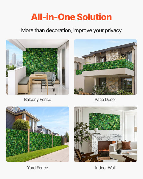 Artificial Grass Wall Panels, 12 PCS 20 x 20 inch, 3D Combination Greenery Boxwood Panel for Indoor Outdoor Green Decor & Ivy Fence Covering, Privacy Backdrop Wall Hedge Screen for Garden