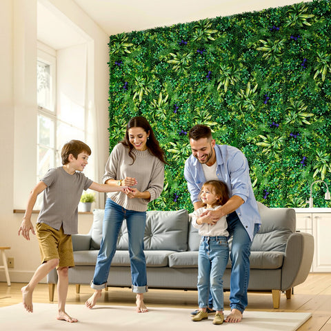 Artificial Grass Wall Panels, 12 PCS 20 x 20 inch, 3D Combination Greenery Boxwood Panel for Indoor Outdoor Green Decor & Ivy Fence Covering, Privacy Backdrop Wall Hedge Screen for Garden
