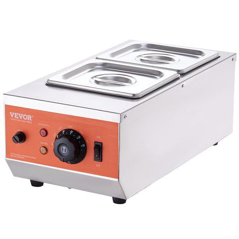 VEVOR Chocolate Tempering Machine, 2 Tanks Chocolate Melting Pot with TEMP Control, 800W Stainless Steel Electric Commercial Food Warmer For Chocolate/Milk/Cream Melting and Heating