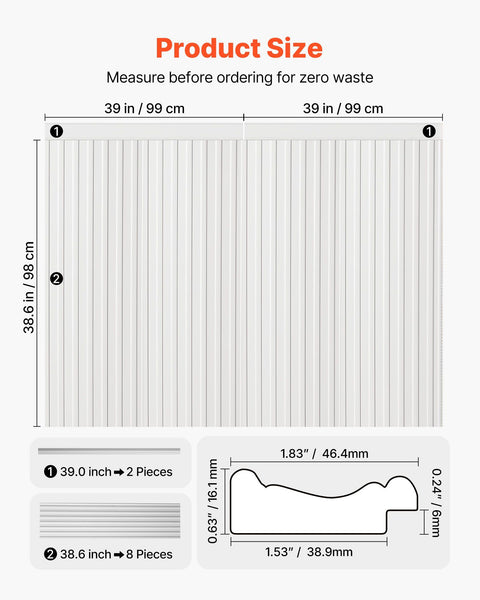 Wall Molding Kit, Wainscoting Panels, Lightweight Paintable Polystyrene, Easy to Install,  Wide & Narrow Accent Wall Trim for Interior Décor Living Room, Bedroom, Home, White (197 x 98 cm )