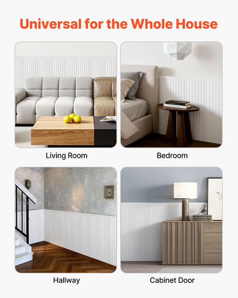 Wall Molding Kit, Wainscoting Panels, Lightweight Paintable Polystyrene, Easy to Install,  Wide & Narrow Accent Wall Trim for Interior Décor Living Room, Bedroom, Home, White (197 x 98 cm )