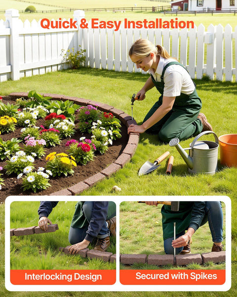 Faux Stone Landscape Edging 1180 x 95 x 57 mm Garden Lawn Edging for Walkway Brown