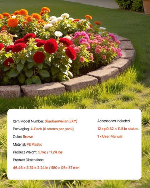 Faux Stone Landscape Edging 1180 x 95 x 57 mm Garden Lawn Edging for Walkway Brown