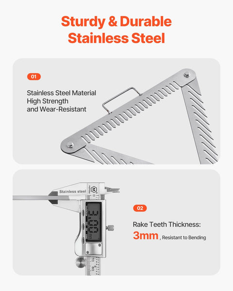 24in Aquatic Weed Rake, 3-Sided Lake Weed Rake with Handle, Portable and Foldable Pond Water Grass Razor, Stainless Steel Throwable Floating Pond Weeds Cutter with 30 ft Rope, for Lakes Ponds
