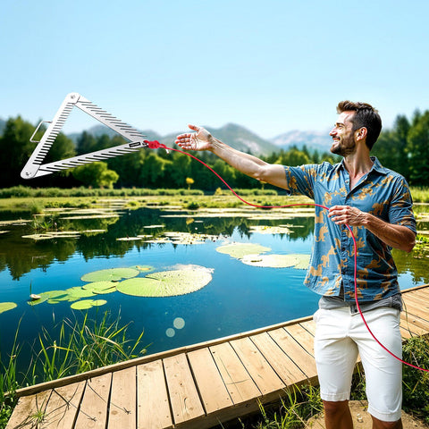 24in Aquatic Weed Rake, 3-Sided Lake Weed Rake with Handle, Portable and Foldable Pond Water Grass Razor, Stainless Steel Throwable Floating Pond Weeds Cutter with 30 ft Rope, for Lakes Ponds