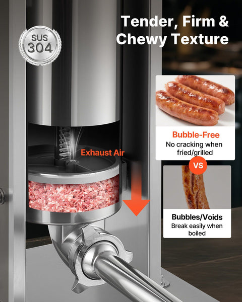 Manual Sausage Stuffer, 11 LBS / 5 L Vertical Meat Stuffer, Dual-Speed Sausage Casing Meat Filling Machine, Stainless Steel Heavy Duty Filler with 5 Stuffing Tubes, for Commercial & Home Use