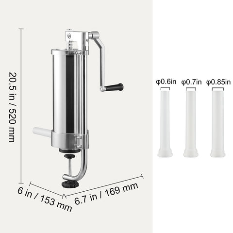 VEVOR Sausage Stuffer 5LBS/3L Capacity Homemade Sausage Maker Stainless Steel