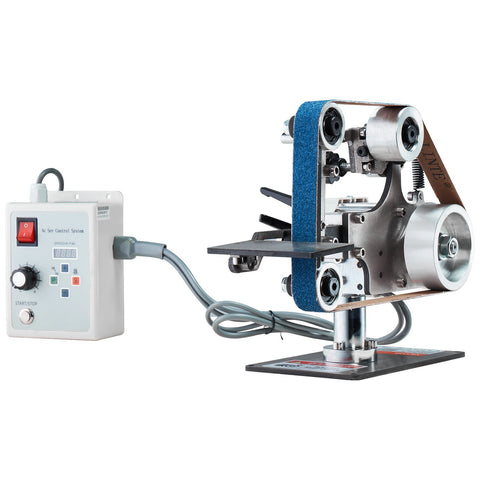 Belt Grinder Sander, 30 x 1-Inch Variable Speed Belt Polisher with VFD, 550W Polishing Grinding Machine with 2 Grinding Moulds & 3PCS Sanding Belts for Metalworking, Knife Making