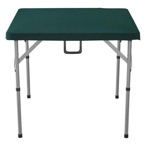 Mahjong Table, Fold-in-Half 4 Player Card Table with Wear-Resistant Green Tabletop, Portable Bi-Folding Square Domino Table with Carrying Handle for Outdoor Camping Picnic Party, 90 x90-inch