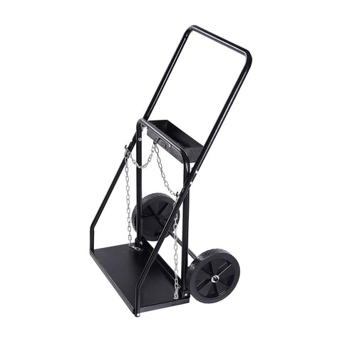 Dual Welding Cylinder Cart, Oxygen Acetylene Tank Cart with 440LBS Static Weight Capacity, 10-Inch Solid Wheels and Tank Storage Safety Chains, Suitable for Double 12.5-Inch Dia. Gas Cylinders