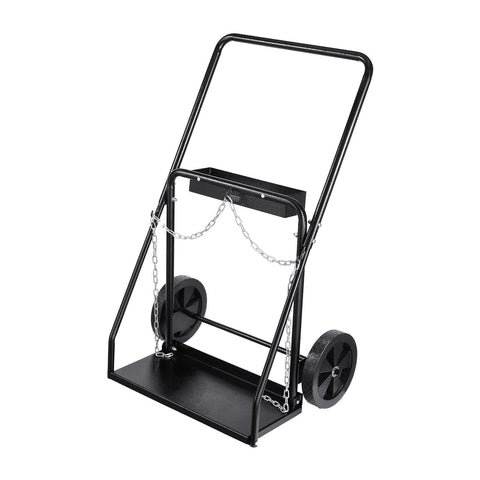 Dual Welding Cylinder Cart, Oxygen Acetylene Tank Cart with 440LBS Static Weight Capacity, 10-Inch Solid Wheels and Tank Storage Safety Chains, Suitable for Double 12.5-Inch Dia. Gas Cylinders
