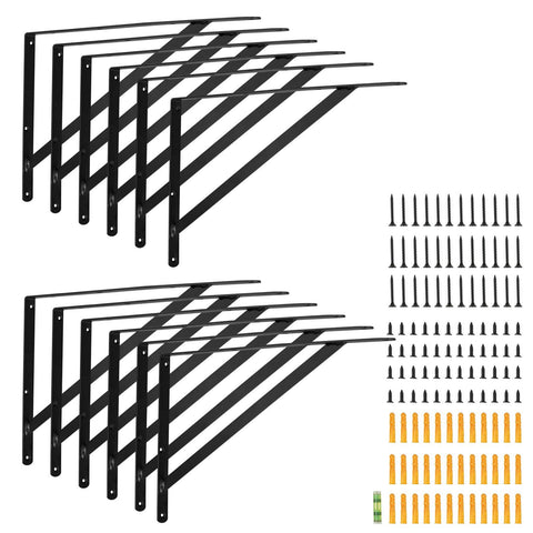 Shelf Bracket, 46 x 30.5 cm 12 Pcs, Heavy Duty Floating Shelf Brackets, Brackets for Shelves, 3mm Thick Matte Black Triangle Shelf Bracket,Steel Shelving Brackets with 72.6 kg Load Capacity