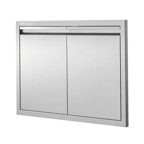 BBQ Access Door, 762x532 mm Double Outdoor Kitchen Door, Stainless Steel Flush Mount Door, Wall Vertical Door with Recessed Handles , for BBQ Island, Grilling Station, Outside Cabinet