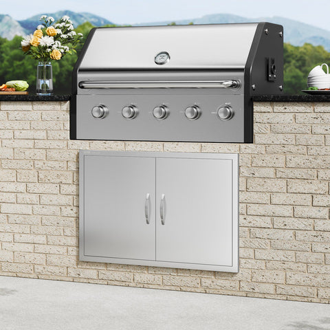 BBQ Access Door, 915x610 mm Double Outdoor Kitchen Door, Stainless Steel Flush Mount Door, Wall Vertical Door with Handles, for BBQ Island, Grilling Station, Outside Cabinet