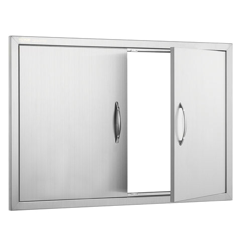BBQ Access Door, 915x610 mm Double Outdoor Kitchen Door, Stainless Steel Flush Mount Door, Wall Vertical Door with Handles, for BBQ Island, Grilling Station, Outside Cabinet