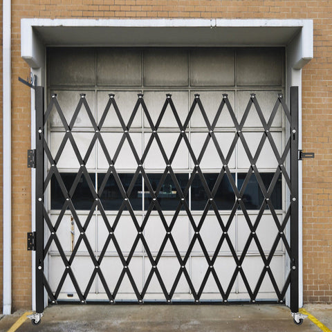 Single Folding Security Gate, 216 x 221 cm Folding Door Gate, Steel Accordion Security Gate, Flexible Expanding Security Gate, 360 degree Rolling Barricade Gate, Scissor Gate/Door with Padlock