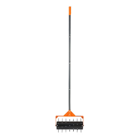 Rolling Lawn Aerator, 410mm Manual Push Aerator Roller with 42 Spikes & 60 in Long Handle, Fillable Drum for Added Weight, Heavy-Duty Lawn Soil Penetrator for Garden Yard Compacted Soils
