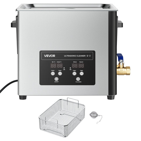 VEVOR 10L Ultrasonic Cleaner, Professional Ultrasonic Cleaner Machine with Cleaning Basket & Digital Display, 180W Stainless Steel 40kHz Cleaning Machine for Watches, Razors, Jewelry, Coins, and More
