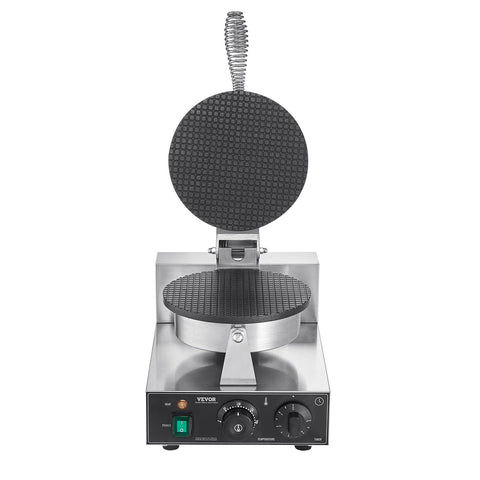 VEVOR Electric Ice Cream Cone Maker, Commercial 1230W Waffle Cone Machine, Non-Stick Stainless Steel Egg Roll Mold, with Temperature and Time Control, Handle, for Restaurant Bakery Snack Bar Family