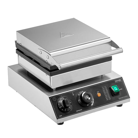 VEVOR Commercial Waffle Maker, 4PCS Round Waffle Baker Machine,1750W Non-Stick Stainless Steel Belgian Waffle Iron with Temperature and Time Control, for Restaurant Bakery Snack Bar Family