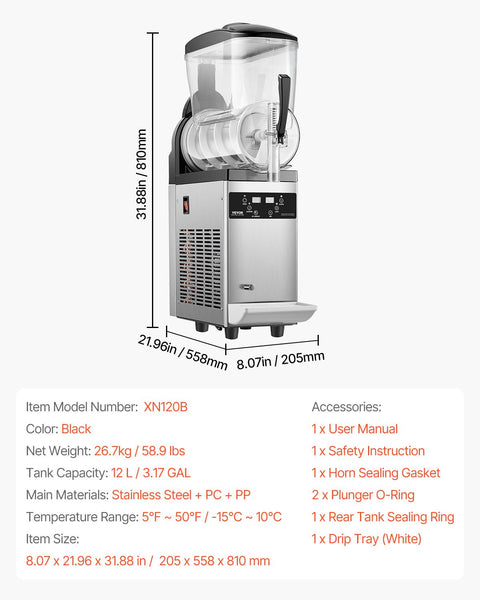 VEVOR 12L Commercial Slushy Machine Margarita Smoothie Frozen Drink Maker