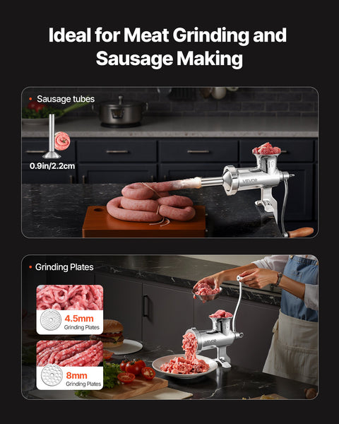 VEVOR Heavy Duty Meat Grinder Manual Sausage Filler Stainless Steel with Clamp
