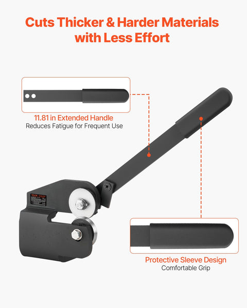 Sheet Metal Shear, Throatless Rotary Hand Shear, 16 Gauge Mild Steel Sheet Cutter with 1.5 mm Capacity, with Solid Construction, Mounting Type, for Cutting Steel, Copper, Rebar, and Aluminum