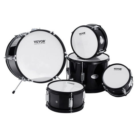 Kids Drum Set, 5-Piece, 406.4 mm Beginner Full Drum Set with Bass Toms Snare Floor Drum Adjustable Throne Cymbal Hi-Hat Pedal and Two Pairs of Drumsticks, Starter Drum Kit for Child Kids, Black