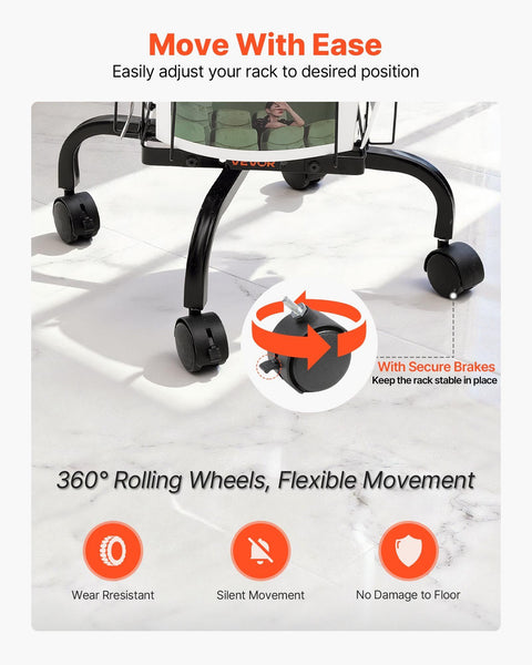 Greeting Cards Display Rack, 32 Pockets Rotating Postcard Brochure Display Stand, 360° Spinning Card Display Rack with Sign Holder & 4 Wheels (2 Lockable) for Exhibitions Office Trade Show